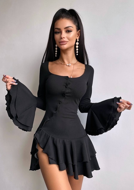 Сукня з з воланами на ґудзиках  | PUSHKA SHOP