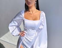 Атласний комплект: корсет + спідниця максі з драпіруванням Атласний комплект: корсет + спідниця максі з драпіруванням | PUSHKA SHOP