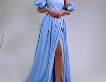 Атласное платье макси с объемными рукавами   Атласное платье макси с объемными рукавами   | PUSHKA SHOP