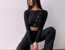 Комплект : штани кльош і топ на ґудзиках   Комплект : штани кльош і топ на ґудзиках   | PUSHKA SHOP