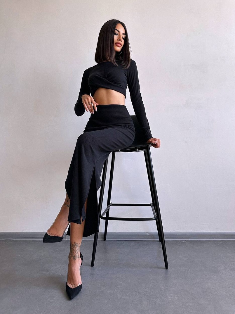 Комплект: топ + спідниця с розрізами  Комплект: топ + спідниця с розрізами  | PUSHKA SHOP