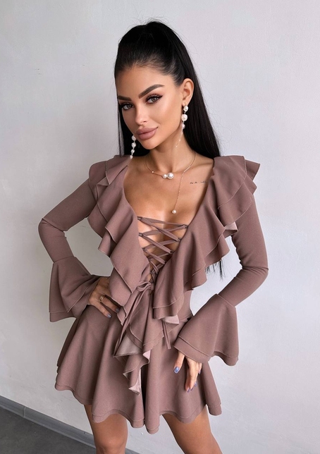 Сукня з з воланами на ґудзиках  | PUSHKA SHOP