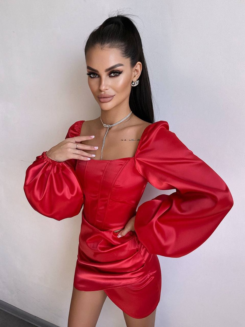 Атласний  комплект: корсет + спідниця з драпіруванням Атласний  комплект: корсет + спідниця з драпіруванням | PUSHKA SHOP