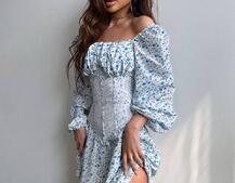 Сукня міні в квітковий принт + прозорий корсет  Сукня міні в квітковий принт + прозорий корсет  | PUSHKA SHOP