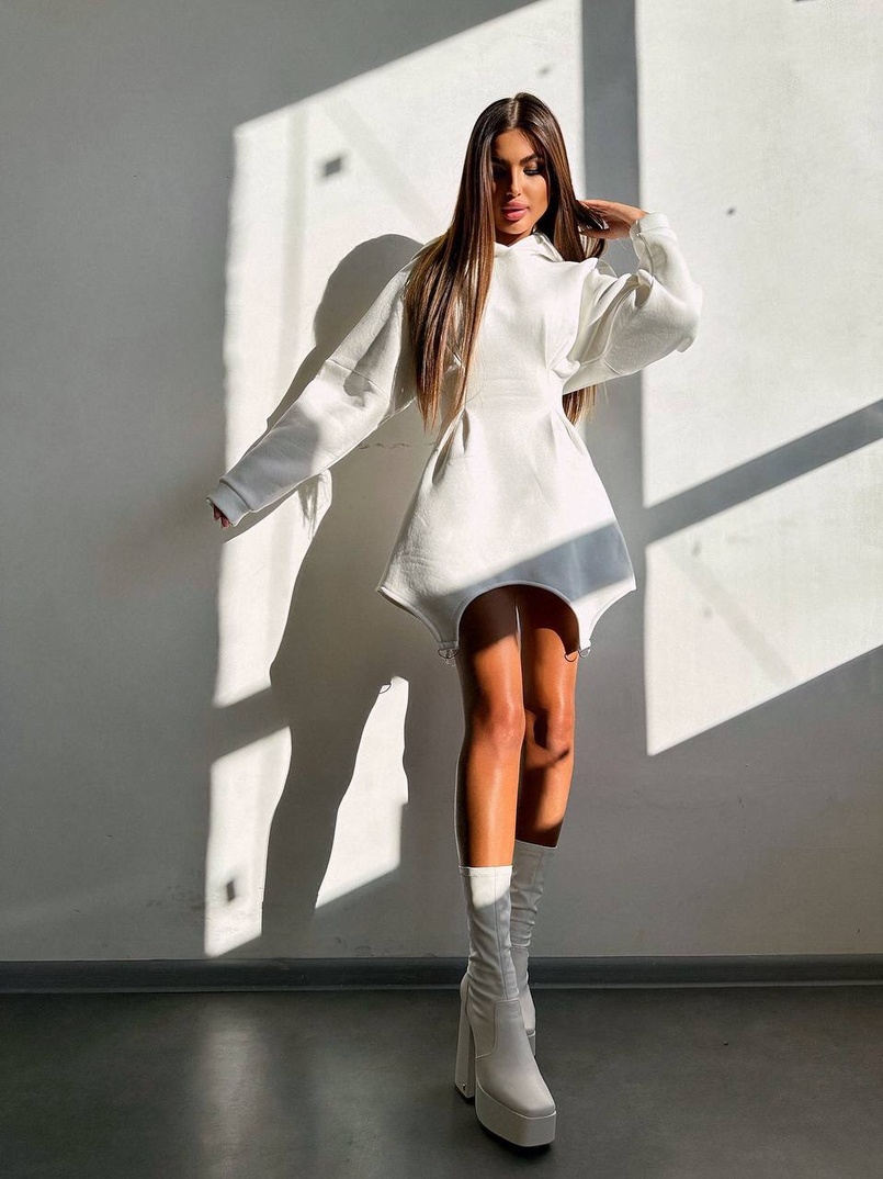 Тепле приталене худі з капюшоном на флісі + корсет на шнурівці Можна носити з корсетом та без | PUSHKA SHOP