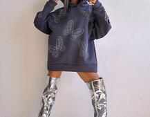 Трендове худі over size із сяючими стразами  | PUSHKA SHOP