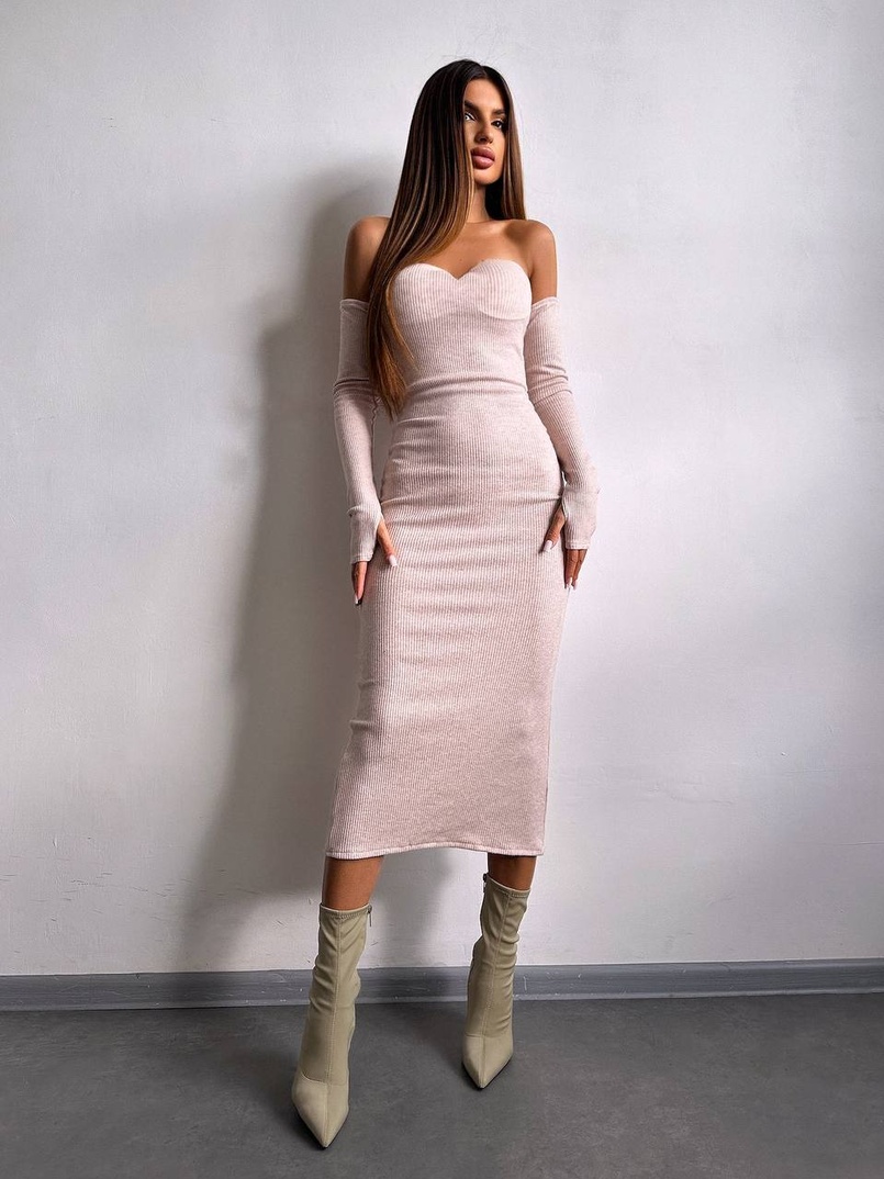 Трикотажна сукня міді  з чашечками  | PUSHKA SHOP