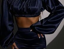 Атласний комплект, декорований стразами Ручна робота, прикраса пришита  Атласний комплект, декорований стразами Ручна робота, прикраса пришита  | PUSHKA SHOP