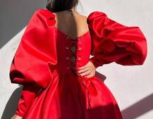 Сукня з обʼємними рукавами та спідницею балоном  Сукня з обʼємними рукавами та спідницею балоном  | PUSHKA SHOP