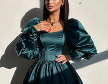 Сукня з обʼємними рукавами та спідницею балоном  Сукня з обʼємними рукавами та спідницею балоном  | PUSHKA SHOP