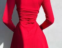 Трикотажна сукня міні  зі шнурівкою на спинці    | PUSHKA SHOP