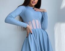 Приталена сукня з корсетною вставкою та спідницею-сонцем | PUSHKA SHOP