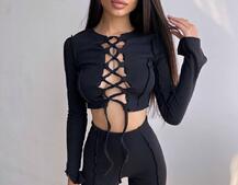 Комплект: топ зі шнурівкою на грудях + легінси Комплект: топ зі шнурівкою на грудях + легінси | PUSHKA SHOP