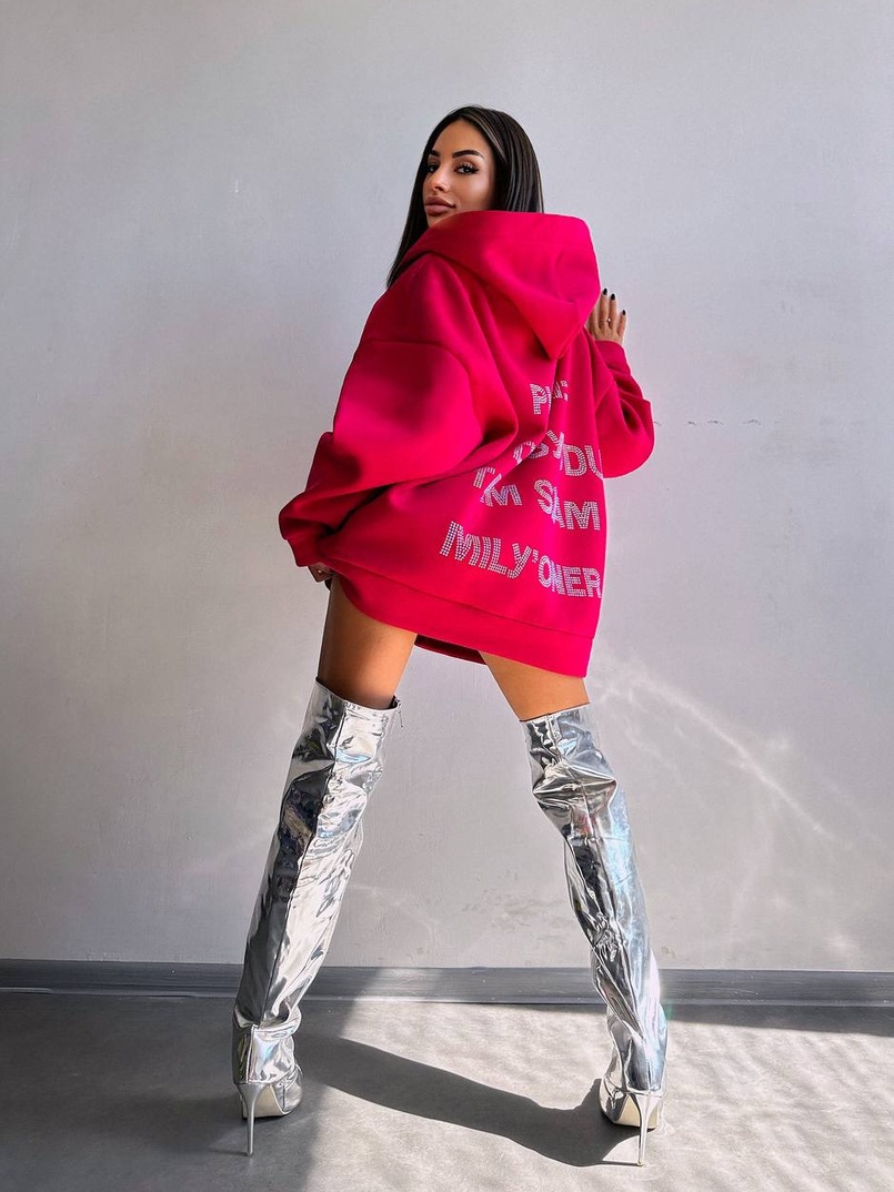 Трендове худі over size із сяючими стразами  | PUSHKA SHOP