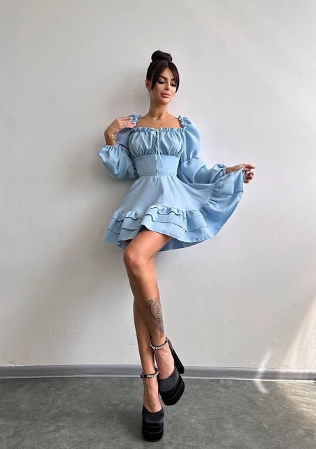 Сукня з воланами та шнурівкою  по спинці | PUSHKA SHOP