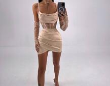 Комплект: корсет, декорований мереживом   + рукавички+ спідниця міні з драпіруванням   Комплект: корсет, декорований мереживом   + рукавички+ спідниця міні з драпіруванням   | PUSHKA SHOP