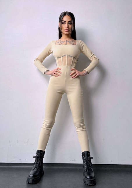 Облягаючий трикотажний комбінезон з елементами корсету  | PUSHKA SHOP