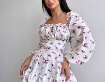 Квіткова сукня з воланами та шнуровкою по спинці | PUSHKA SHOP