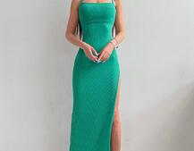 Трикотажное платье со шнуровкой на спинке и вырезом на ножке  Трикотажное платье со шнуровкой на спинке и вырезом на ножке  | PUSHKA SHOP