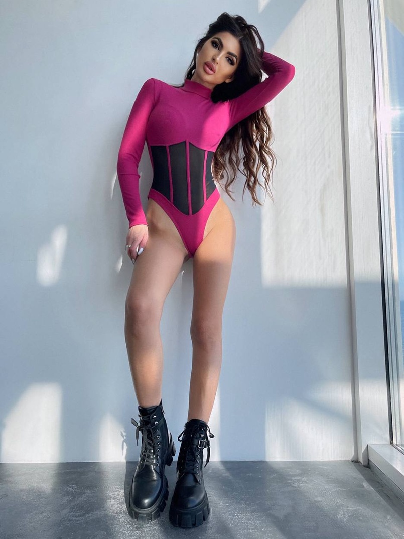 Трикотажне боді з сітчастою вставкою Трикотажне боді з сітчастою вставкою | PUSHKA SHOP