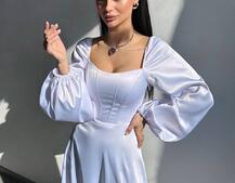 Елегантна сукня міді з корсетним верхом | PUSHKA SHOP