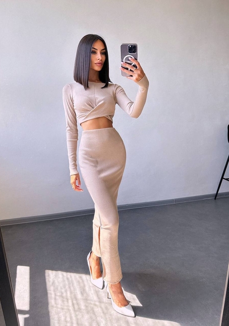 Комплект: топ + спідниця с розрізами  | PUSHKA SHOP