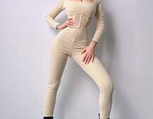 Облягаючий трикотажний комбінезон з елементами корсету  Облягаючий трикотажний комбінезон з елементами корсету  | PUSHKA SHOP