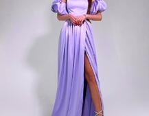 Атласное платье макси с объемными рукавами   Атласное платье макси с объемными рукавами   | PUSHKA SHOP