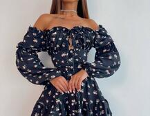 Сукня з квітковим принтом з воланами на ґудзиках  | PUSHKA SHOP