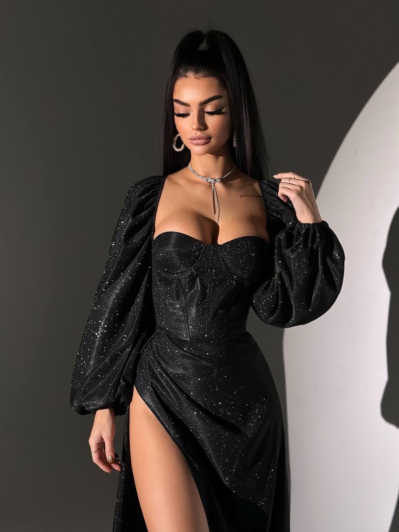 Сяючий комплект: корсет  + спідниця  максі з драпіруванням | PUSHKA SHOP