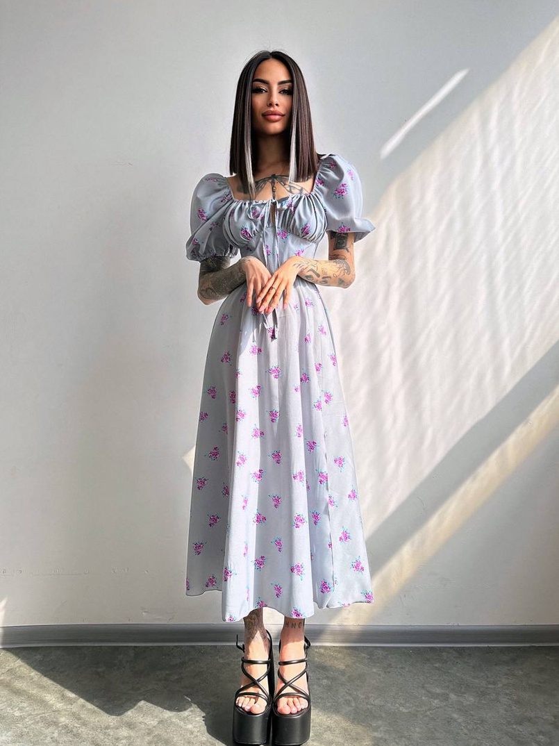 Сукня- міді  з квітковим принтом Сукня- міді  з квітковим принтом | PUSHKA SHOP