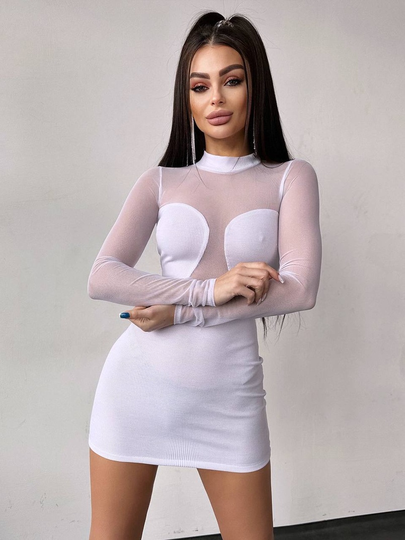 Трикотажна сукня з вставками сітки Трикотажна сукня з вставками сітки | PUSHKA SHOP