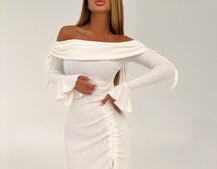 Трикотажна сукня міді з хомутом   Трикотажна сукня міді з хомутом   | PUSHKA SHOP