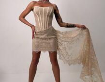 Мереживна сукня міні зі шлейфом   | PUSHKA SHOP