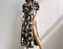 Сукня- міді  з квітковим принтом | PUSHKA SHOP