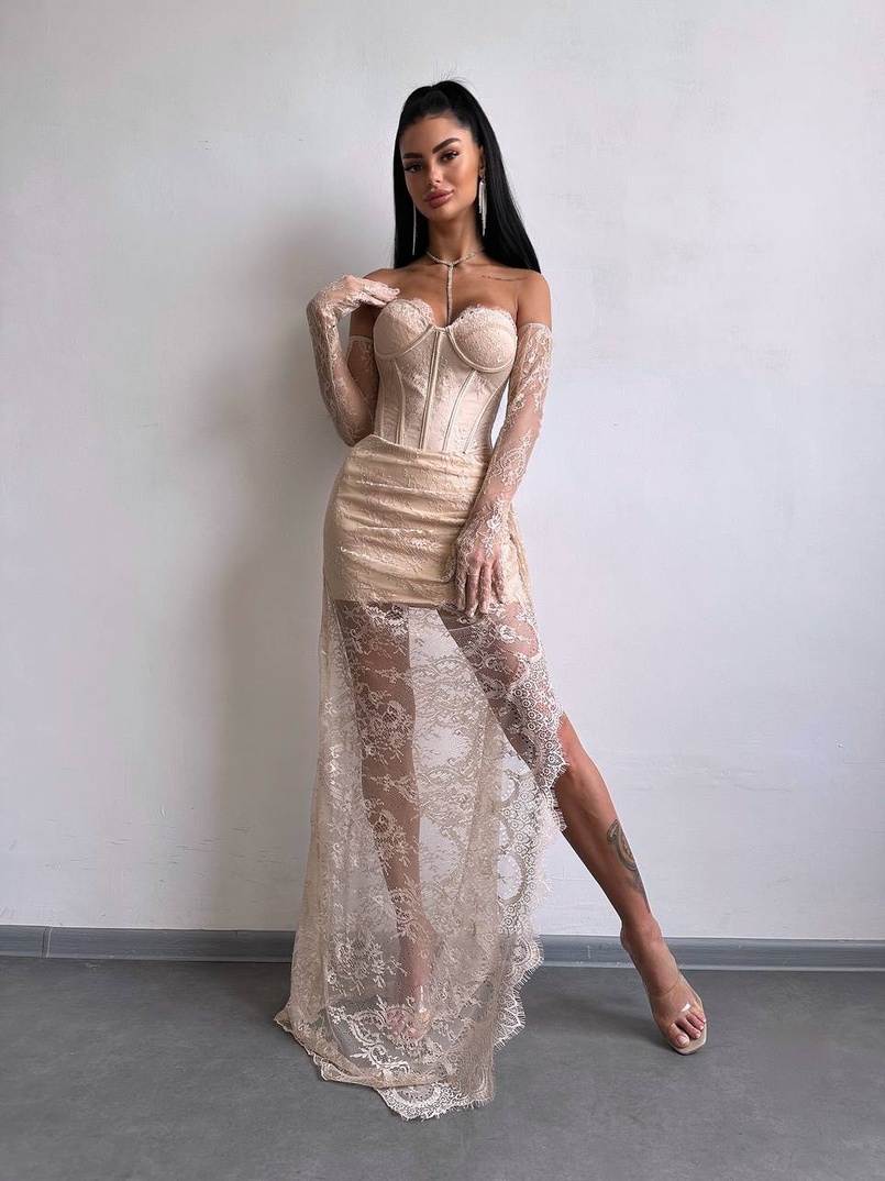 Корсетна сукня максі з рукавичками  | PUSHKA SHOP