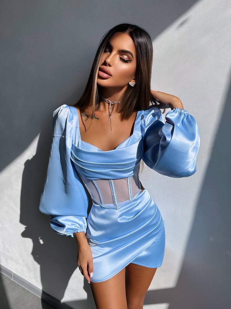 Комплект: корсет, декорований стразами   + спідниця міні з драпіруванням  Комплект: корсет, декорований стразами   + спідниця міні з драпіруванням  | PUSHKA SHOP