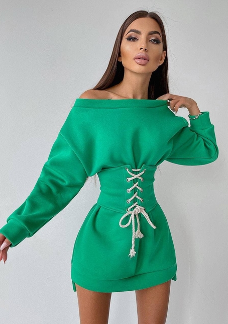 Худи на флисе + корсет на шнуровке  | PUSHKA SHOP