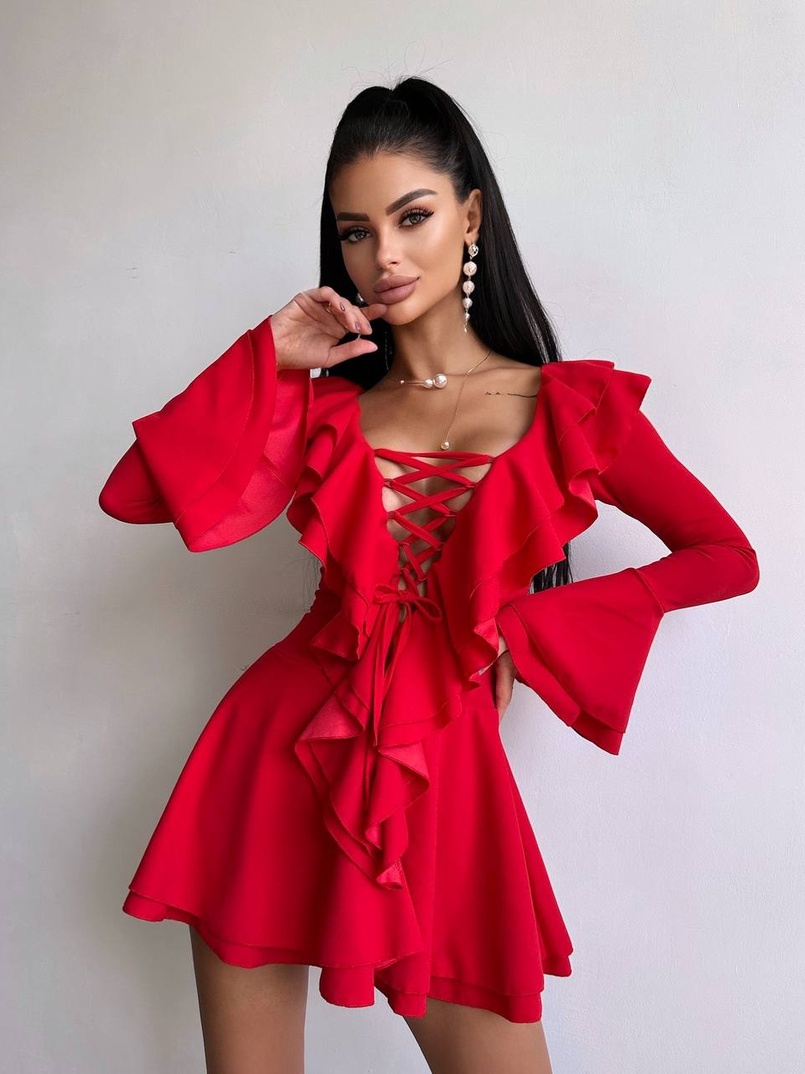 Сукня з з воланами на ґудзиках  Сукня з з воланами на ґудзиках  | PUSHKA SHOP