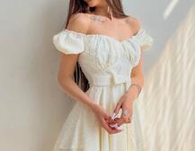 Платье со сборкой на груди и пышной юбкой  | PUSHKA SHOP