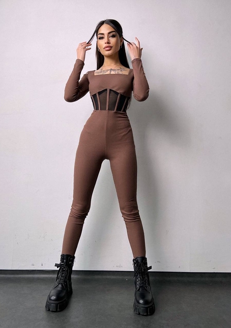 Облягаючий трикотажний комбінезон з елементами корсету  | PUSHKA SHOP