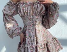 Сукня з квітковим принтом з воланами на ґудзиках  Сукня з квітковим принтом з воланами на ґудзиках  | PUSHKA SHOP