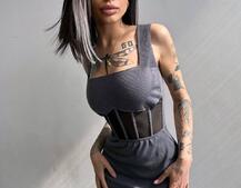 Сукня-міді  з елементами корсету   | PUSHKA SHOP