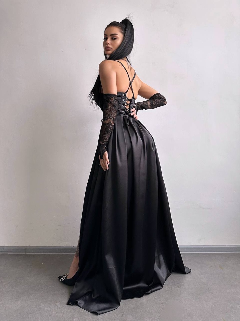 Атласний комплект: корсет + спідниця максі Атласний комплект: корсет + спідниця максі | PUSHKA SHOP