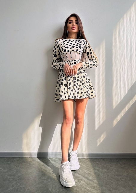 Приталена сукня з корсетною вставкою та спідницею-сонцем | PUSHKA SHOP