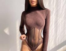 Трикотажне боді з сітчастою вставкою Трикотажне боді з сітчастою вставкою | PUSHKA SHOP