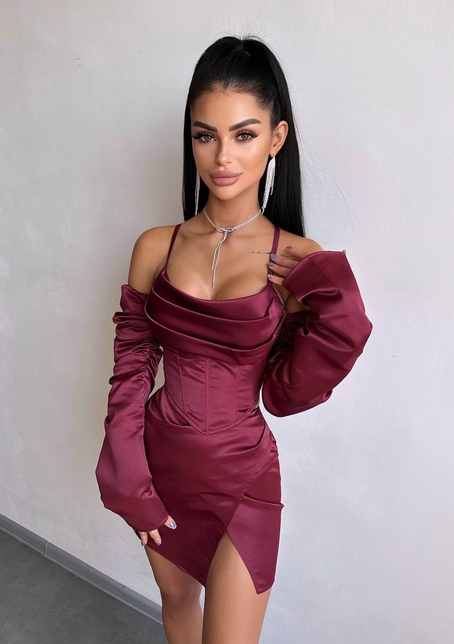 Комплект: корсет з рукавами    + спідниця міні з драпіруванням   Комплект: корсет з рукавами    + спідниця міні з драпіруванням   | PUSHKA SHOP