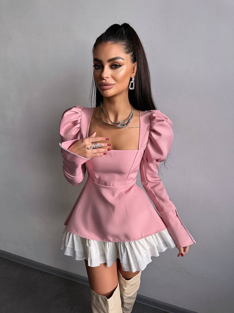 Сукня з об'ємними рукавами + спідниця з воланами | PUSHKA SHOP