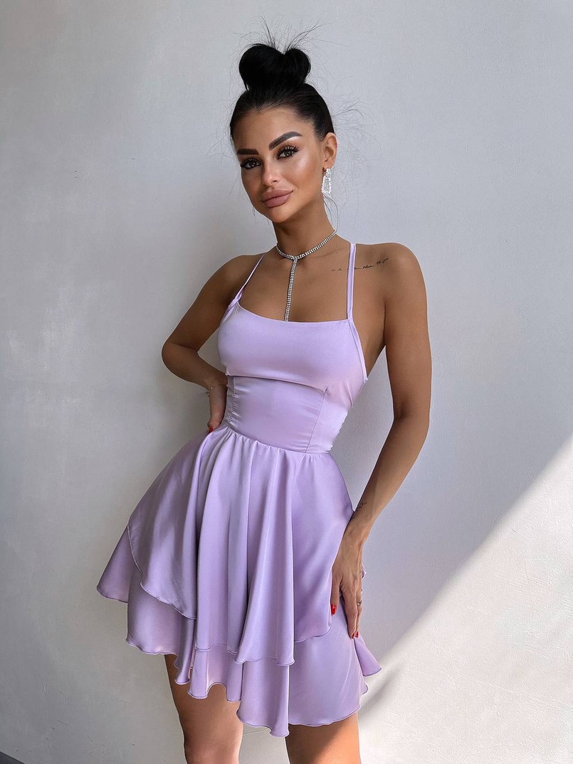 Шовкова сукня  з пишною спідницею та шнурівкою   | PUSHKA SHOP