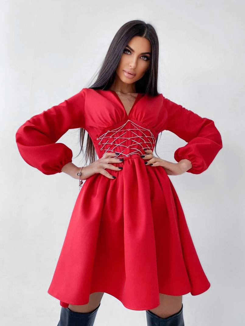 Платье с корсетной вставкой и пышной юбкой   Платье с корсетной вставкой и пышной юбкой   | PUSHKA SHOP